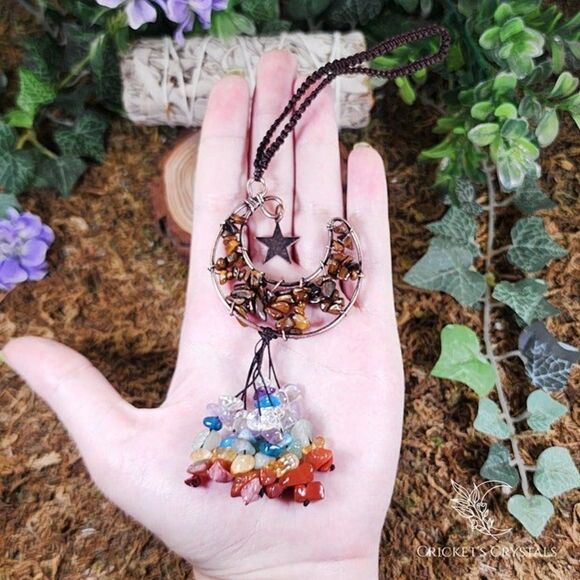 Handmade Tiger's Eye Crystal Moon Décor #12 - Picture 2 of 3